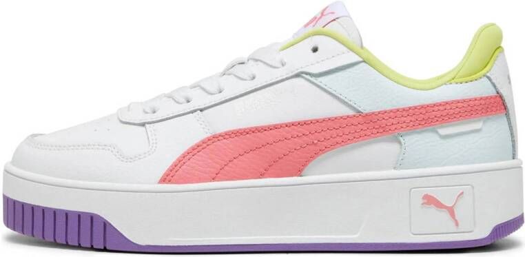 Puma Carina Street leren sneakers wit koraalrood paars