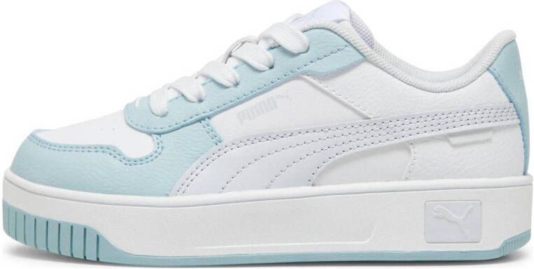Puma Carina Street leren sneakers wit lichtblauw zilver Meisjes Leer Meerkleurig 33