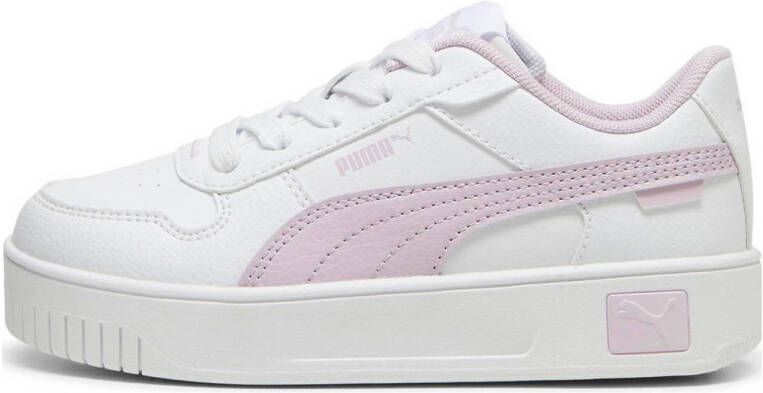 Puma Carina Street leren sneakers wit lila Meisjes Leer Meerkleurig 28