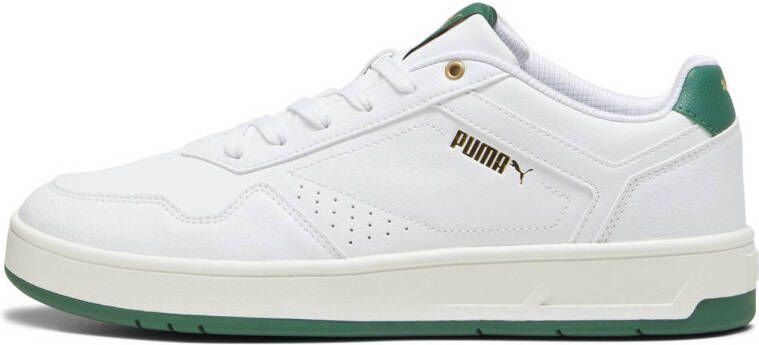 Puma Klassieke Court Sneaker met Groene en Gouden Accenten White Heren