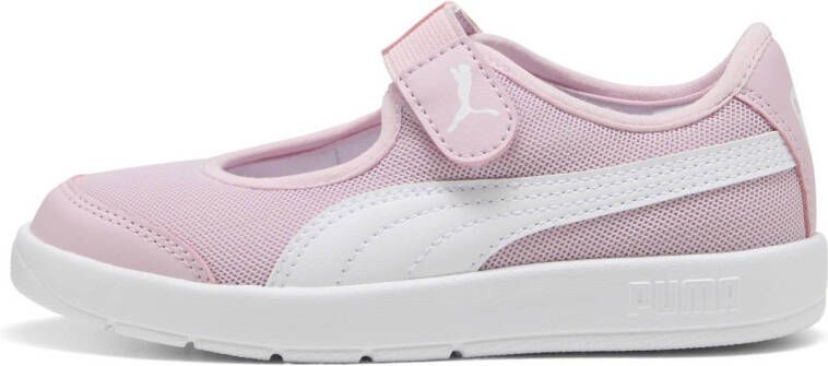 Puma Courtflex V3 Lina V sneakers met opening en klittenband roze wit