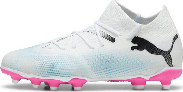 Puma Future 7 Match FG AG Junior voetbalschoenen wit zwart fuchsia Jongens Meisjes Imitatieleer 28