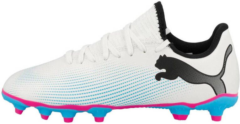 Puma Future 7 Play FG AG Jr. voetbalschoenen wit roze blauw Imitatieleer 35