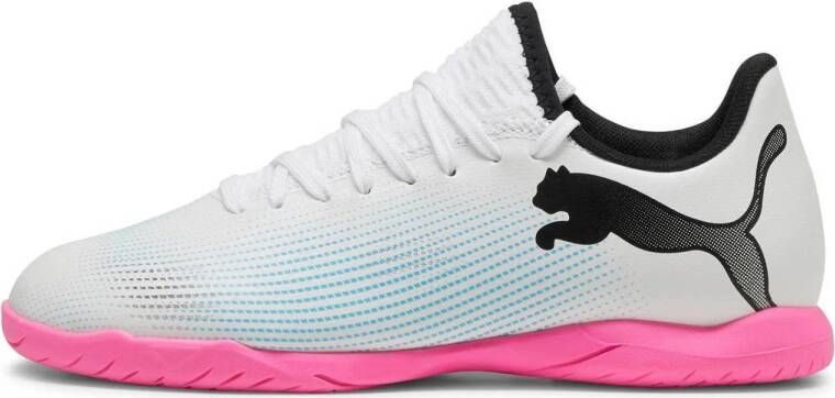 Puma Future 7 Play It Jr. zaalvoetbalschoenen wit roze zwart Imitatieleer 34