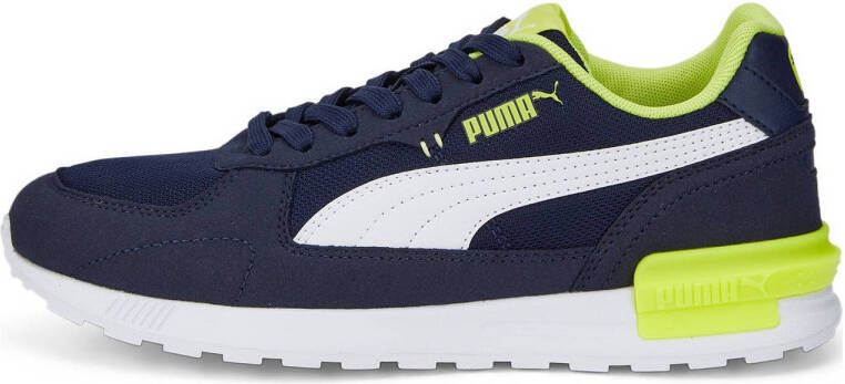 Puma Stijlvolle blauwe sneaker met gele en witte accenten Blauw Dames