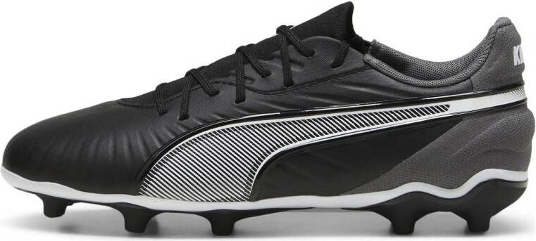 Puma Kin Match Jr. voetbalschoenen zwart wit antraciet Imitatieleer 30