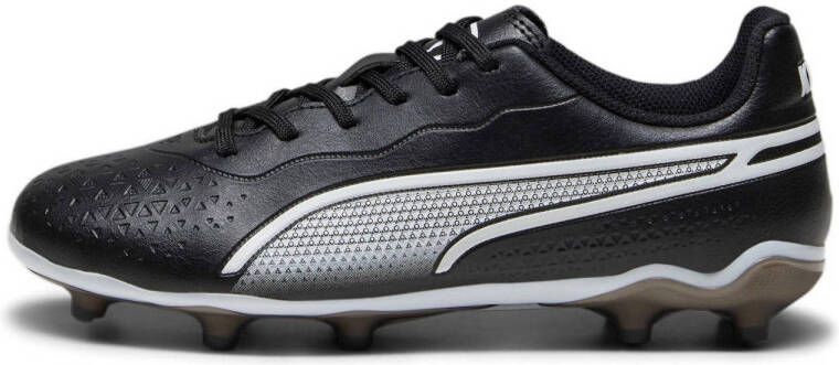 Puma King Match FG AG Jr. voetbalschoenen zwart wit Imitatieleer 28