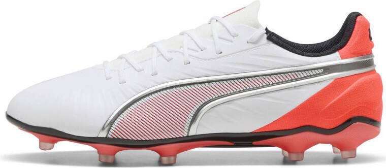 PUMA KING MATCH FG AG Unisex Sportschoenen White- Silver-Glowing Red