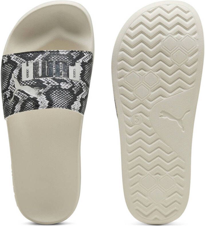Puma Leadcat 2.0 Snake Chic badslippers slangenprint ecru zilver