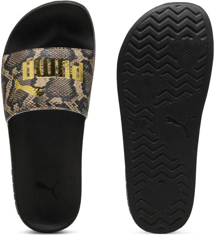 Puma Leadcat 2.0 Snake Chic badslippers slangenprint zwart goud