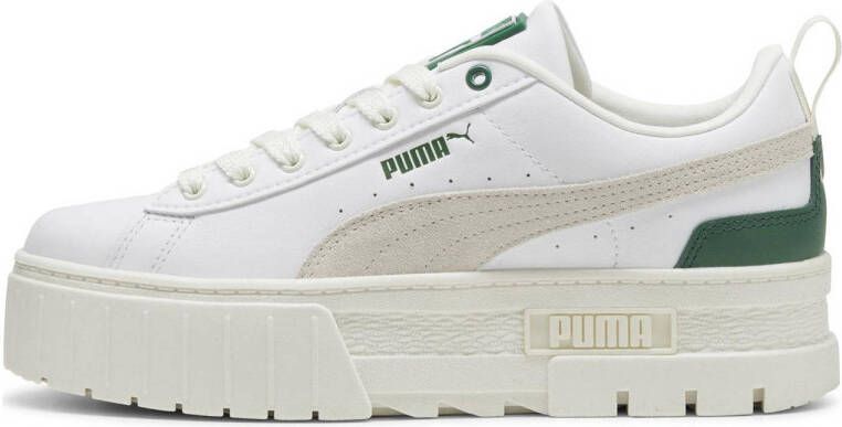 Puma Mayze leren sneakers wit donkergroen beige
