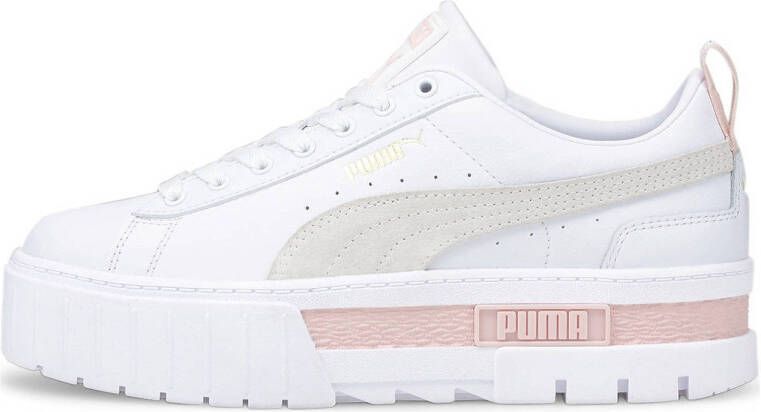 Puma Mayze leren sneakers wit lichtroze