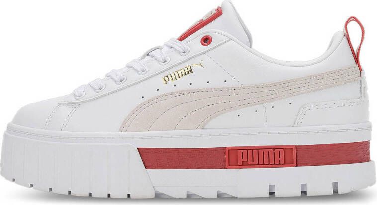 Puma Mayze leren sneakers wit roze grijs