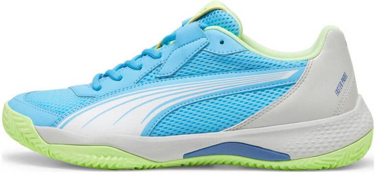 Puma Nova Court padelschoenen lichtblauw limegroen wit