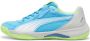 Puma Nova Court padelschoenen lichtblauw limegroen wit - Thumbnail 1