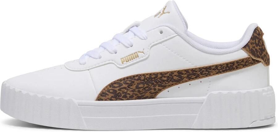 Puma Carina 3.0 imitatieleren sneakers met panterprint wit taupe