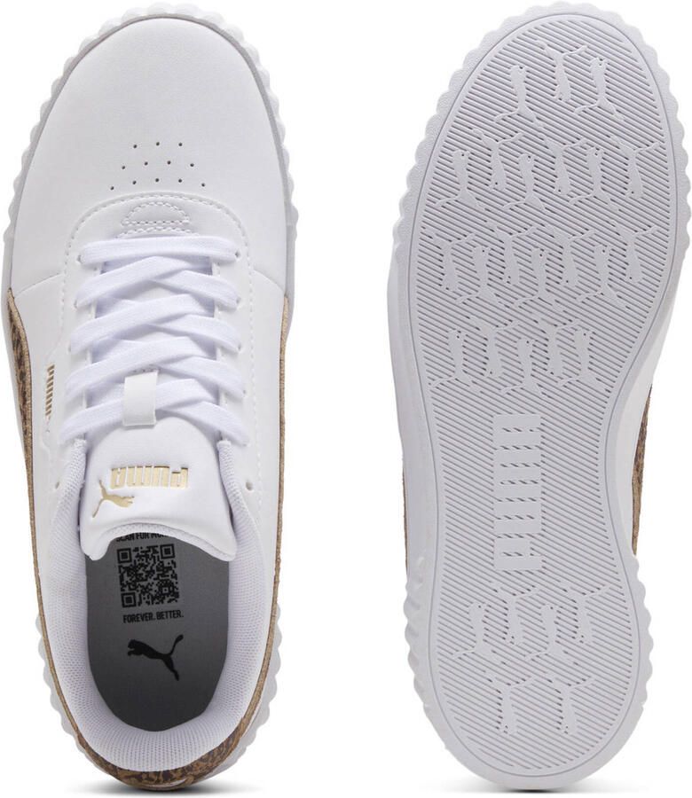 Puma Carina 3.0 imitatieleren sneakers met panterprint wit taupe - Foto 3