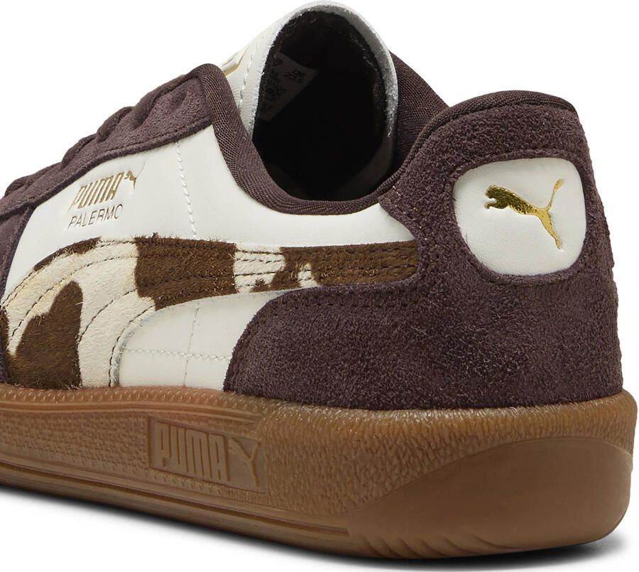 Puma Palermo Cow leren sneakers met koeienprint ecru bruin - Foto 2