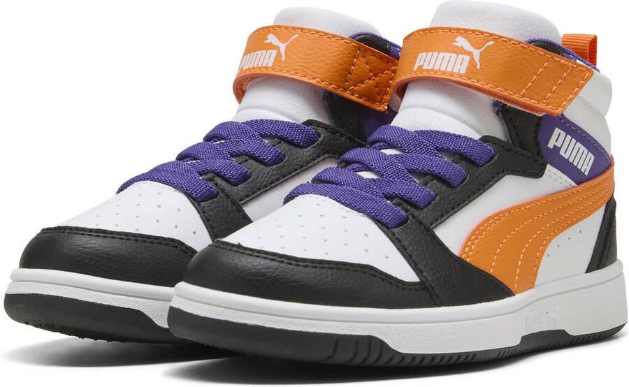 PUMA Rebound V6 Mid AC+ PS Unisex Sneakers White-Orange Glo- Black - Foto 3