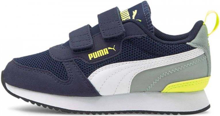 Puma R78 V PS sneakers donkerblauw geel grijs