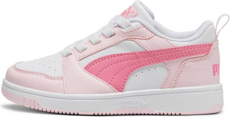 Puma Rebound V6 Lo sneakers wit roze lichtroze Jongens Meisjes Imitatieleer 28