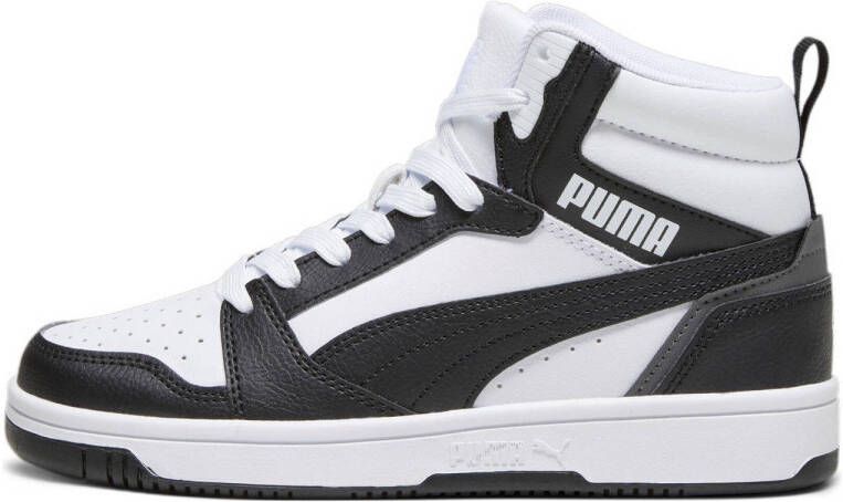 Puma Rebound V6 Mid Jr White Black shadow Gray (gs) Fashion sneakers Schoenen weiß maat: 37.5 beschikbare maaten:37.5 38.5 39 - Foto 2