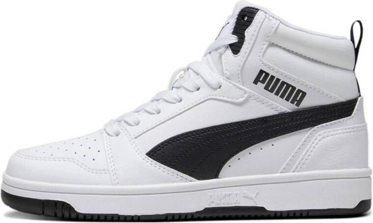 Puma Rebound v6 Mid V6 Mid sneakers lichtgrijs donkerblauw rood Imitatieleer 39