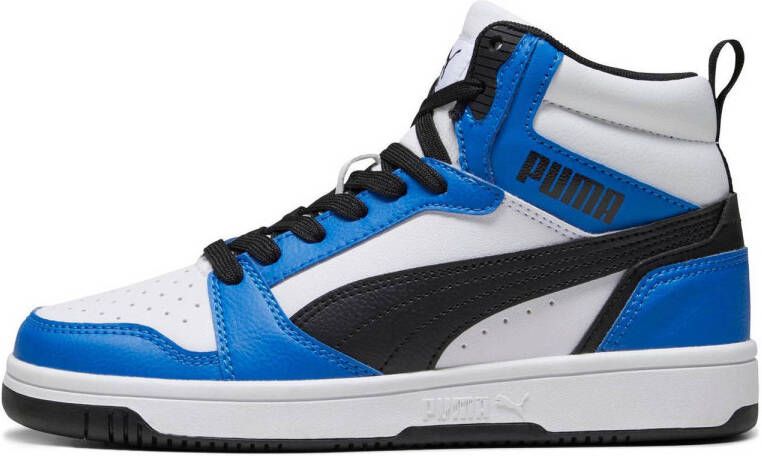 Puma Rebound v6 Mid V6 Mid sneakers wit zwart kobaltblauw Imitatieleer 35.5