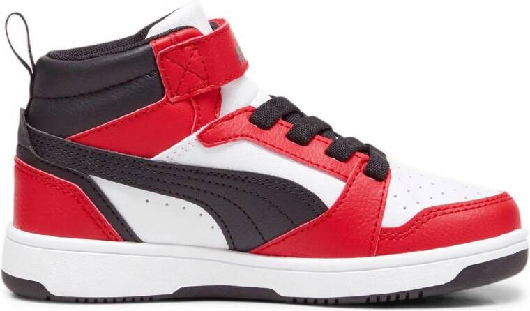 Puma Rebound V6 Mid sneakers wit zwart rood