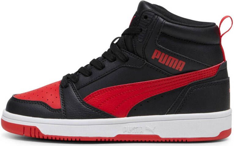 Puma Rebound V6 Mid sneakers zwart rood Imitatieleer Meerkleurig 35.5