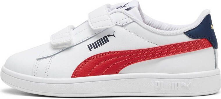 Puma Smash 3.0 L V leren sneakers wit rood donkerblauw Leer 26