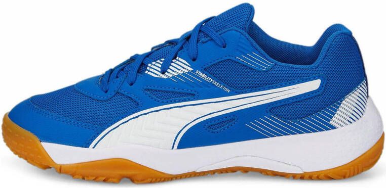 Puma Solarflash Jr II voetbalschoenen blauw wit Jongens Meisjes Imitatieleer 28