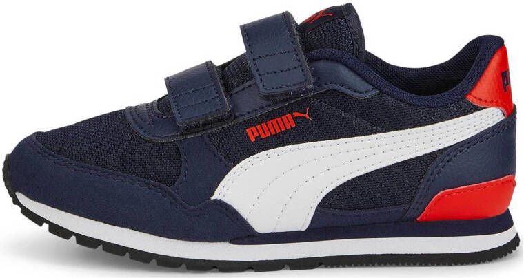 Puma ST Runner V3 V sneakers donkerblauw zwart rood Jongens Meisjes Mesh 33
