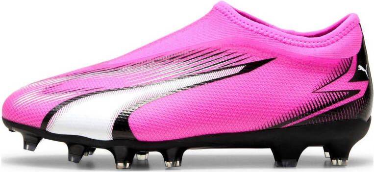 Puma Ultra Match FG AG Jr. voetbalschoenen roze wit zwart