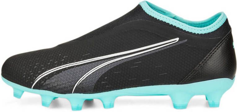 Puma Ultra Match FG AG Jr. voetbalschoenen zwart lichtblauw wit
