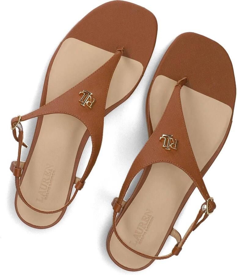 LAUREN RALPH LAUREN Dames Everley 2 Flat Sandal Leatherlook Bruin - Foto 5