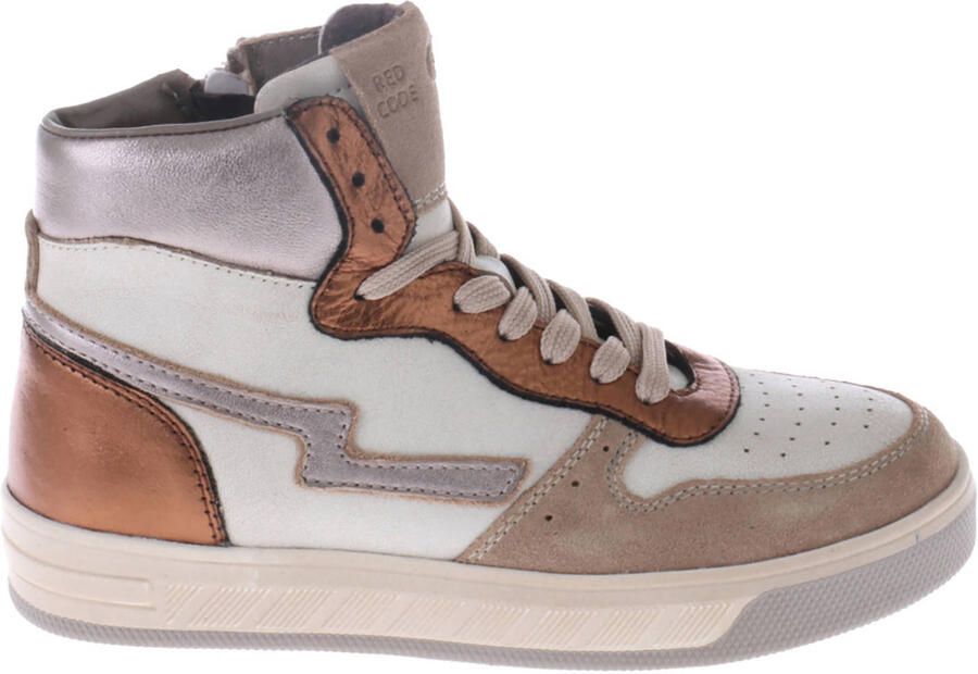 Red Code leren sneakers taupe combi