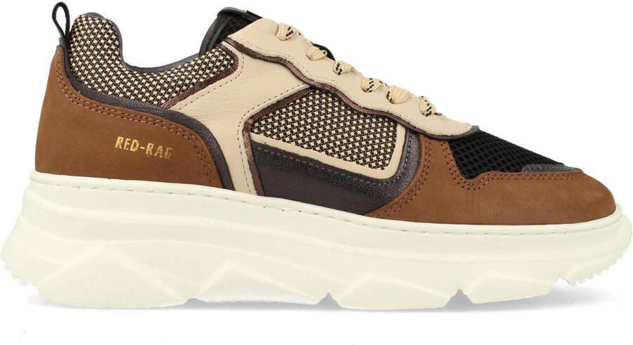 Red Rag chunky suède sneakers cognac beige zwart