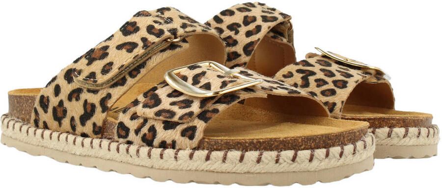 Red Rag leren slippers met panterprint beige zwart - Foto 2