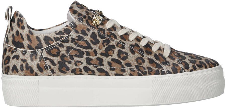 Red Rag leren sneakers met panterprint beige bruin
