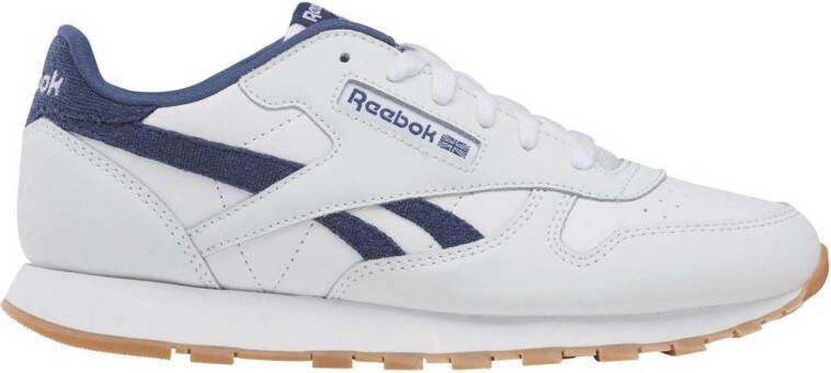 Reebok Classics Leather sneakers wit donkerblauw Leer Effen 36.5