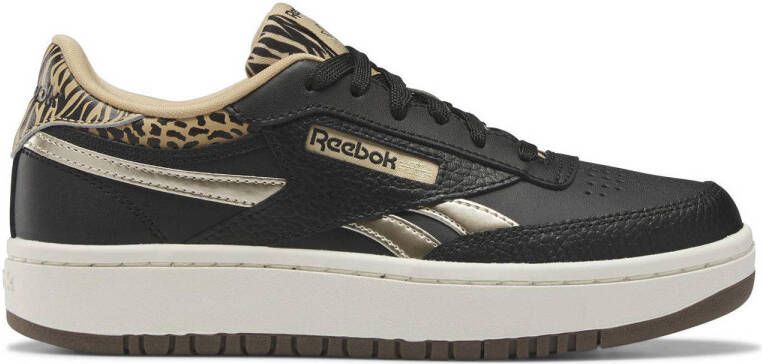 Reebok Classics Club C Double GEO sneakers met dierenprint zwart zand metallic goud