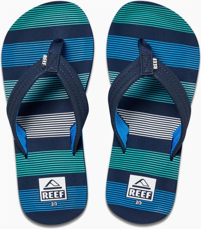 Reef Kids Ahideep Sea Stripes Jongens Slippers Blauw