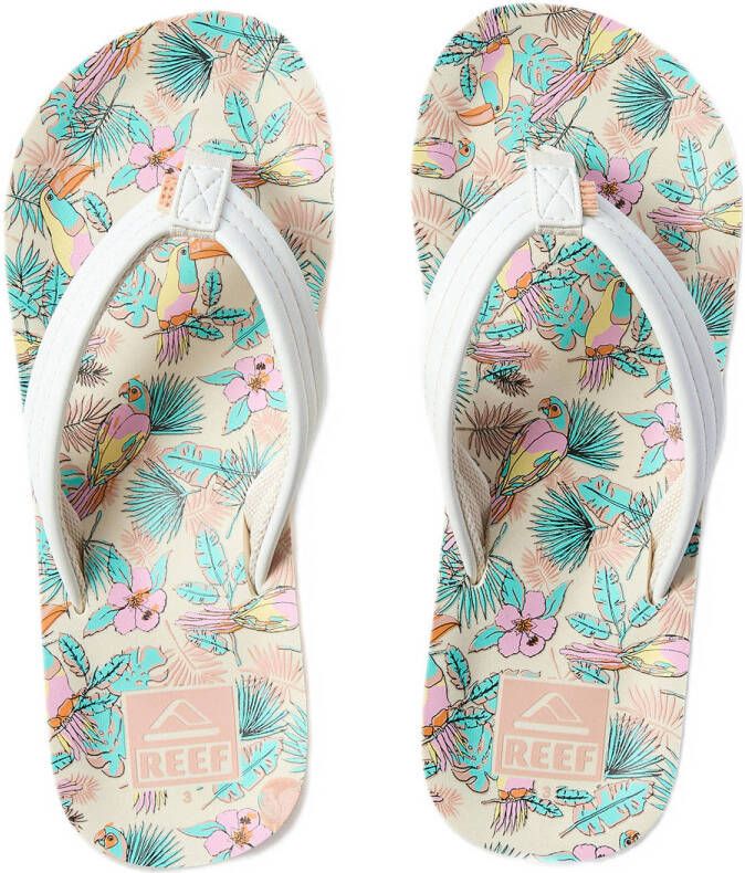 Reef Kids Ahi teenslippers wit pastel