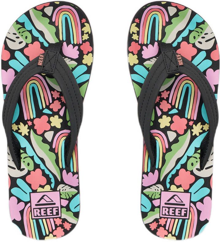 Reef Kids Ahi teenslippers zwart multi
