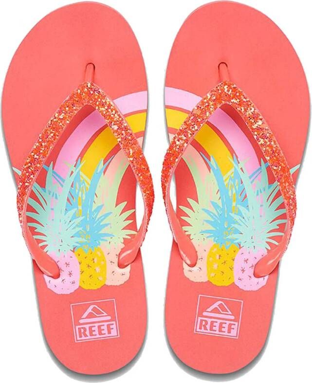 Reef Kids Stargazer Prints teenslippers met glitters roze