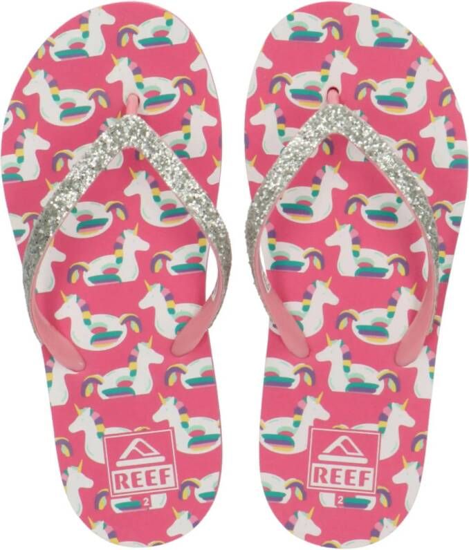 Reef Kids Stargazer Prints teenslippers met glitters zilver roze Meisjes Rubber 36