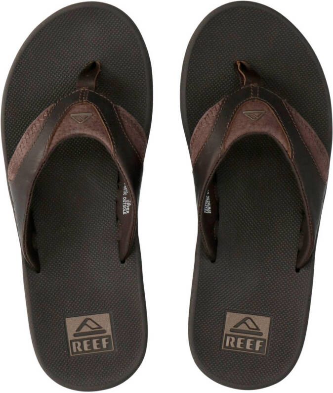 Reef Leather Fanning teenslippers donkerbruin