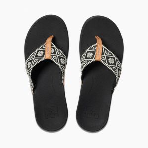 Reef ortho bounce woven slippers zwart wit dames