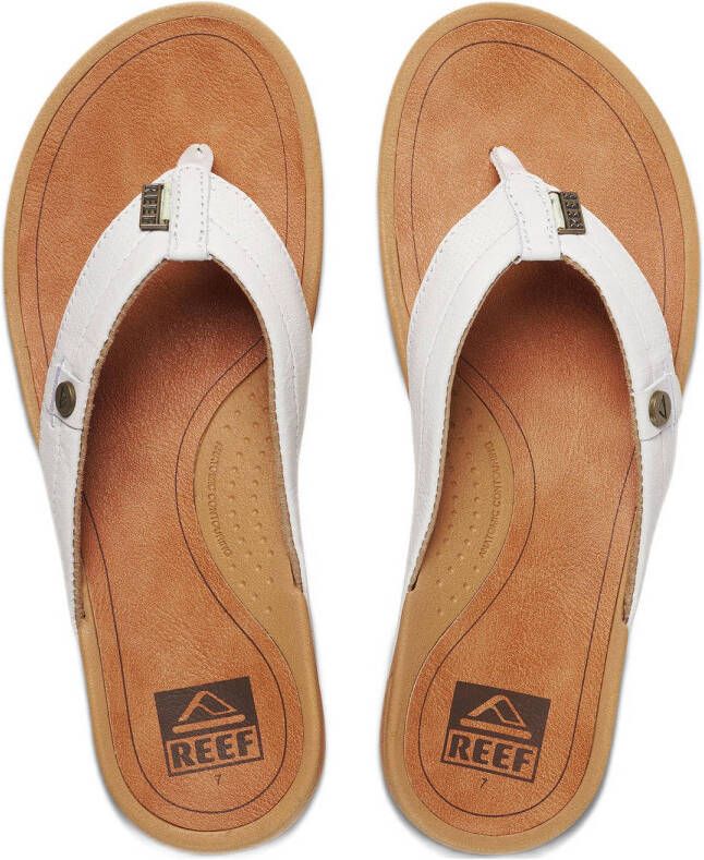 Reef Pacific leren teenslippers wit